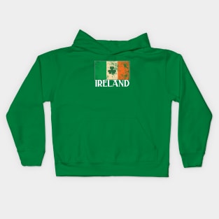 Irish Flag Shamrock Distressed Design Kids Hoodie